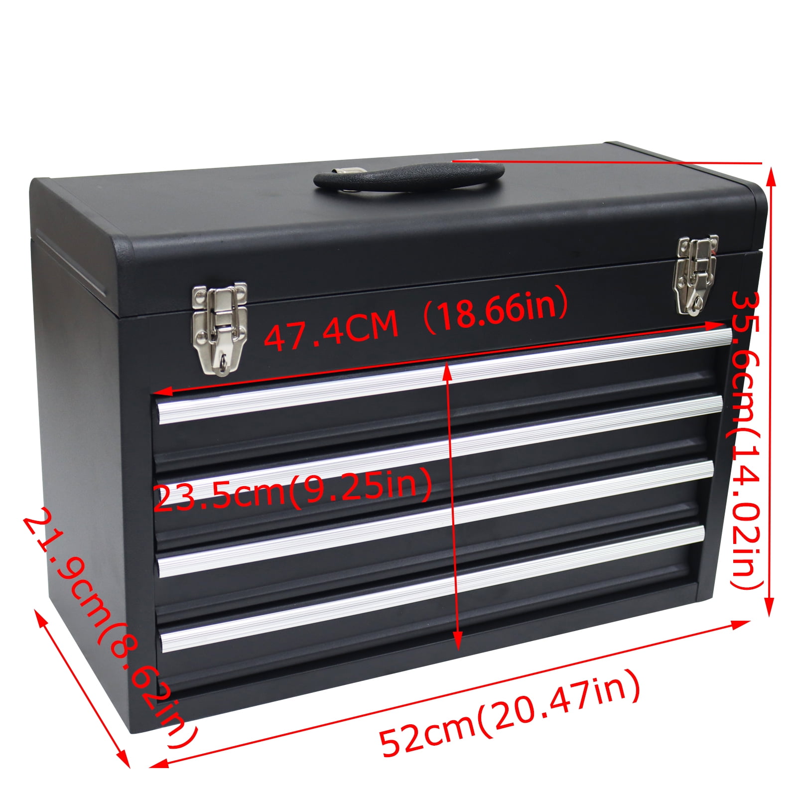 Multi-function 4 Drawers Tool Box Portable 4 Drawers Tool Box Storage Cabinet Tool Storage Box Black