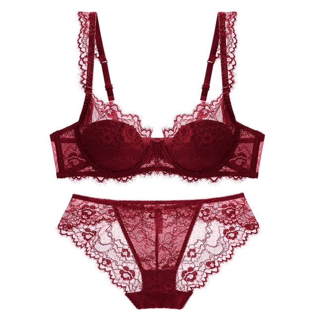 Sujetador de media copa, sujetador sexy, ropa interior ultrafina para mujer Pure Desire, conjunto de bragas con fruncido en el pecho pequeño, corsé francés