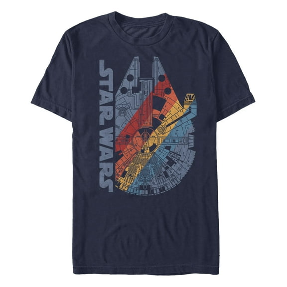 Men's Star Wars Millennium Falcon Rainbow Graphic Tee Navy Blue X Large