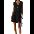 thumbnail image 2 of Conjuntos de Dos Piezas para Mujer, Verano 2025, Traje con Botones, Chaleco, Top, Pantalones Cortos de Cintura Alta, Atuendos Informales de Negocios Negro L, 2 of 6