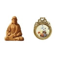 thumbnail image 1 of Estatua del Corazón de Jesús,Estatua del Sagrado Corazón de Jesús para decoración del hogar,Marco de fotos redondo,Pequeño cuadro vintage dorado para pared,Marco de fotos de resina, 1 of 8