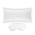 thumbnail image 1 of Funda de almohada de satén REGALWOVEN con cremallera oculta y máscara para dormir blanca estándar, 1 of 6