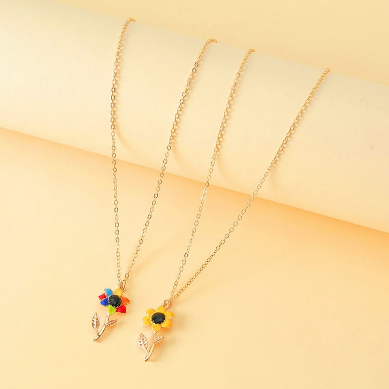 Three Flowers Garden Necklace - Daisy Rose Sunflower