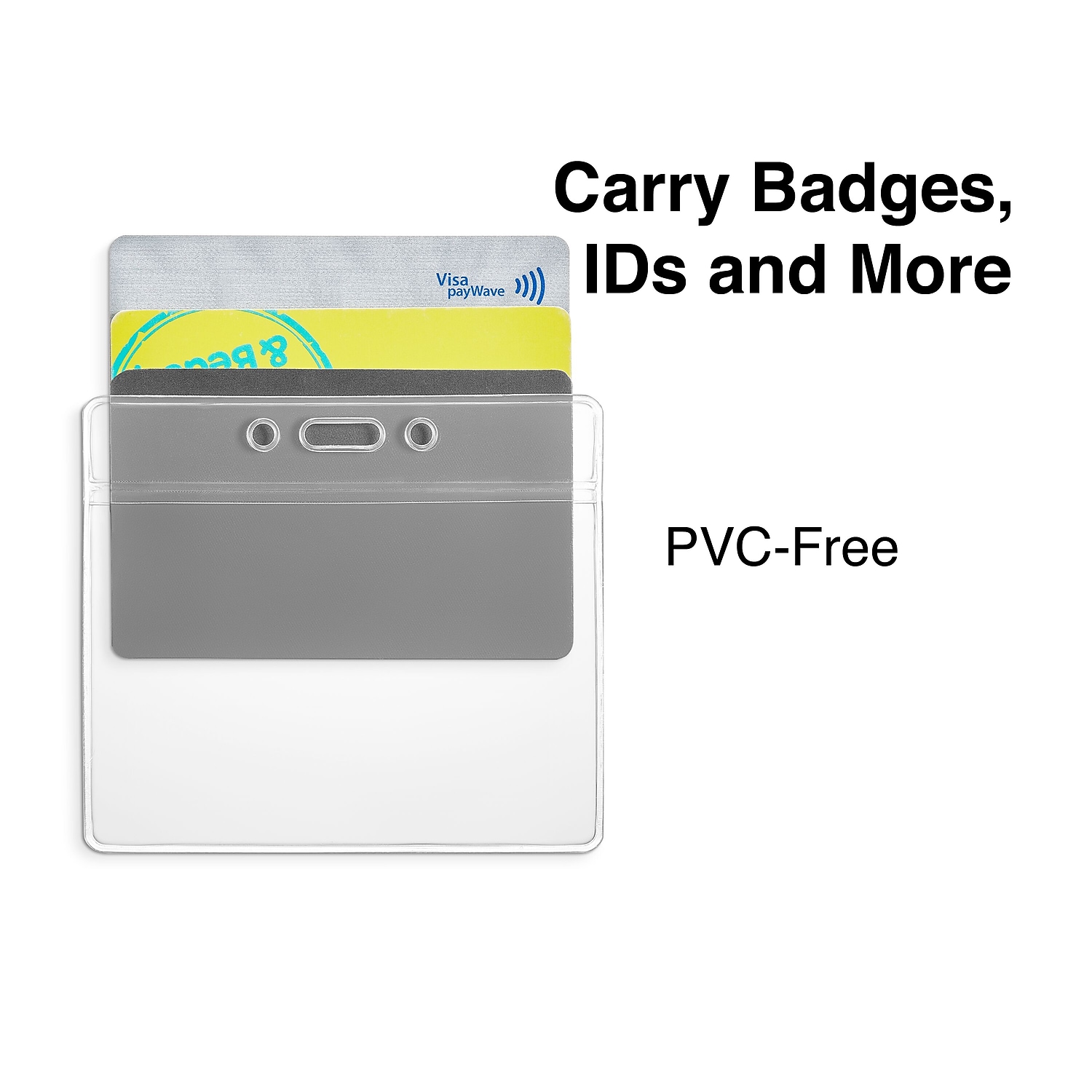 Staples Heavy-Duty ID Badge Holders 3-3/8" x 3-7/8" Plastic Clear 50/Pack (37867) 61307/37867