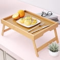 thumbnail image 5 of Bamboo Bed Table Tray with Foldable Legs, Large Breakfast Bed Tray with Handles for Food, Snack Small Laptop (Natural), 5 of 5