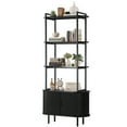 thumbnail image 4 of Magic Union Bookshelf, 71" Tall Bookcase w/Storage Cabinet, Book Shelves Stand w/Fluted Sliding Doors, 4-Tier Open Display Shelf Organizer for for bedroom living room Home Office Bathroom, 4 of 9