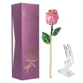 thumbnail image 1 of 24K Gold Plated Real Roses Flower with Rose Stand Romantic Valentines Engagement Gift, 1 of 8