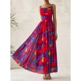 thumbnail image 4 of Vestido largo BTFBM floral azul marino y rojo, 4 of 8