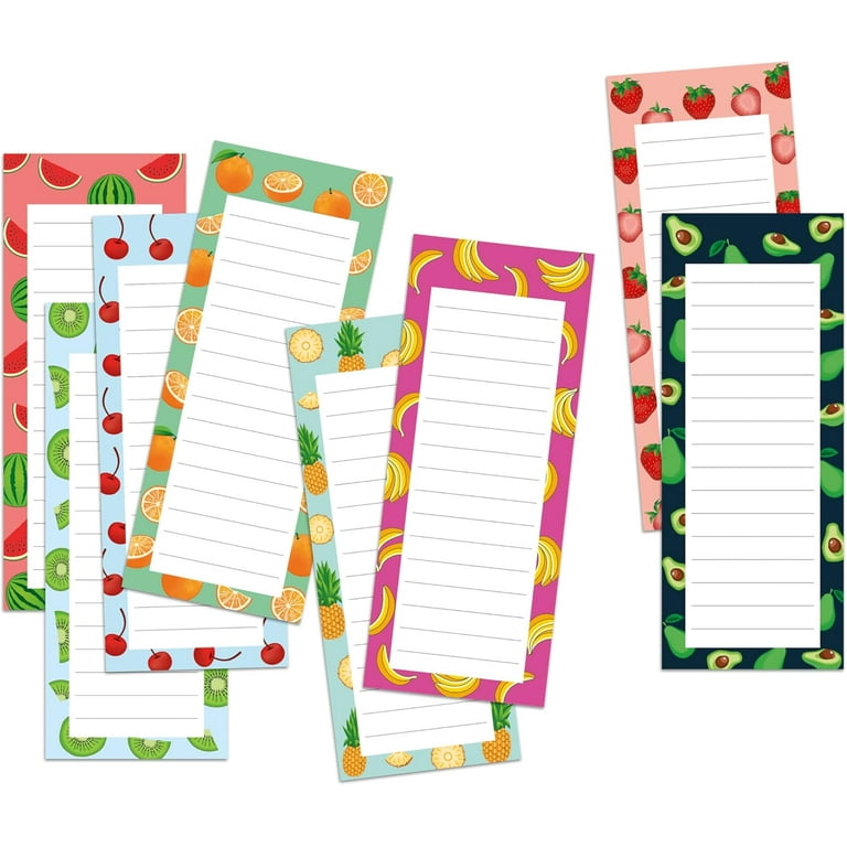 3-Pack Magnetic Notepads For Grocery Lists & Reminders - 8x3.75 Inch Memo Pads With Strong Magnetic Backing