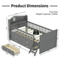 thumbnail image 5 of Bellemave Twin Bed with 4 Storage Drawers and Fence Rails, Wood Platform Beds with Bookshelf Headboard, Twin Size Beds Frame with Ladder, No Box Spring Needed (Gray）, 5 of 8