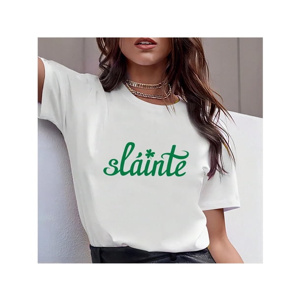 Cute St. Patrick's Day Graphic Summer Black Crew Neck Casual T-Shirt
