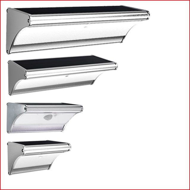 Luz solar para patio exterior, iluminación de pared de inducción, carcasa de aleación de aluminio, LED de alto brillo, parámetros estándar reales
