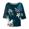 thumbnail image 5 of XFHLMJFF Womens T-Shirts Workout Fit Basic Tops Flowy Dressy Boho Plus Size Floral Printed One Shoulder Blouse Going Out Tees, 5 of 6