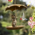 thumbnail image 2 of Animal Bird Feeder With Umbrella Squirrel Gardening Animal Statues Garden M0d2 Hanging Feeders Ornament Decoration, 2 of 8