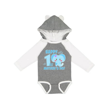 

Inktastic Happy First Mothers Day with Elephant Gift Baby Boy or Baby Girl Long Sleeve Bodysuit