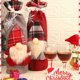 thumbnail image 2 of Cubierta navideña para botella de vino patrón de Papá Noel portabotellas de champán decoración de mesa regalo de Acción de Gracias, 2 of 8