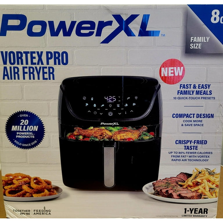 PowerXL 8qt Vortex Pro Air Fryer - Black, No Window/Wifi/Light