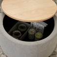 thumbnail image 4 of GZXS 25.5-Inch Storage Ottoman with Lid, Modern Linen Fabric Round Upholstered Footstool or Side Table, for Bedroom, Living Room, Home Office, Light Gray, 4 of 10