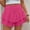 Hot Pink, variant on Shorts for Women Casual Summer Elastic High Waist Flowy Dressy Double Layer Ruffle Shorts