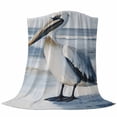 thumbnail image 6 of Painted Pelican Blanket Soft Cozy Warm Throw Blanket for Couch, Plush Fuzzy Flannel Fleece Blankets for Sofa, Ocean Birds Modernism Retro Bed Blankets Lightweight Gifts for Women, 32"x48", 6 of 9