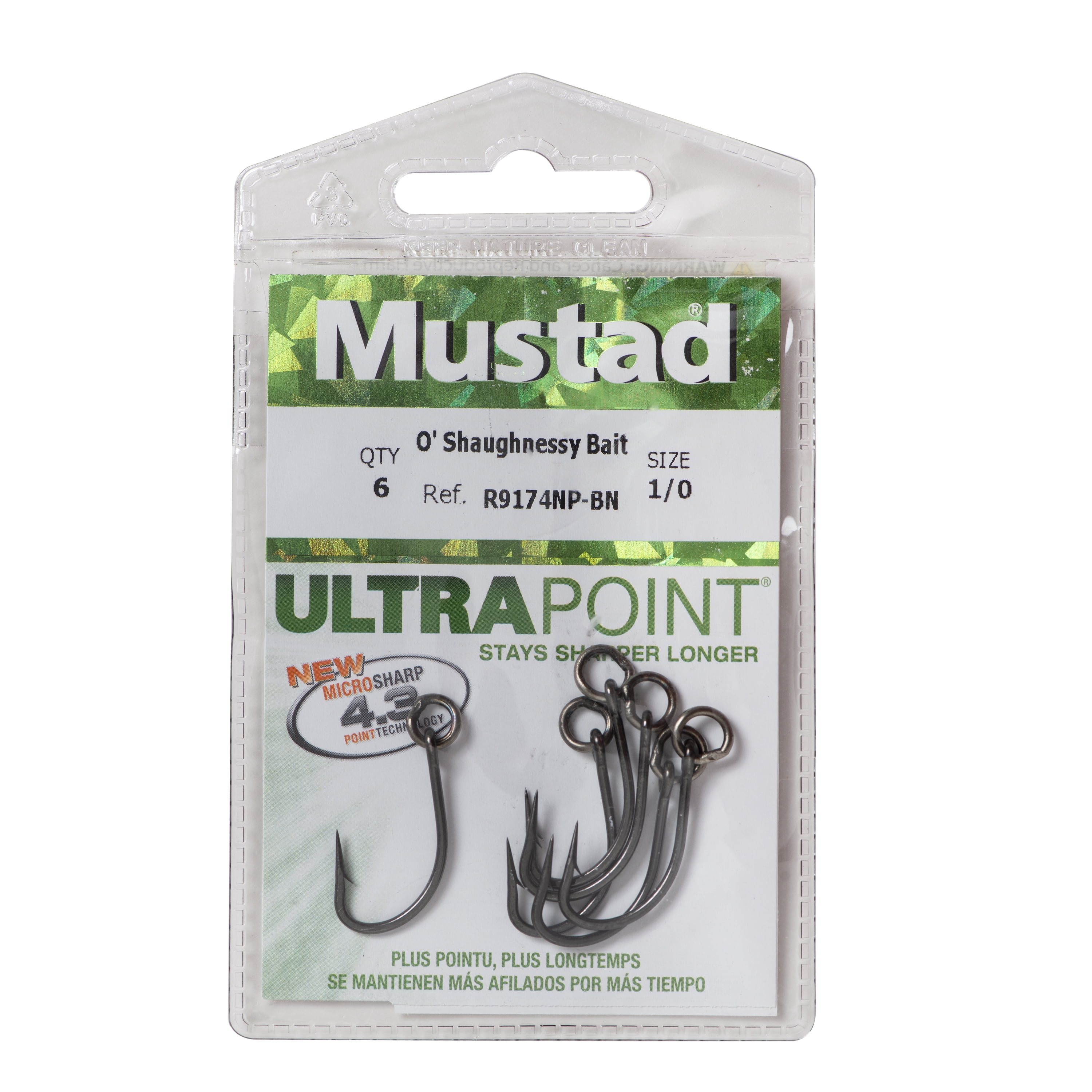 Mustad O'Shaughnessy Live Bait Fishing Hook Size #2 6pc