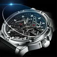 thumbnail image 3 of GZFCMY PEAK Vintage Skeleton Automatic Self-Winding Mechanical Men Wrist Watch Business Rubber or Steel or Leather Band Mineral Glass Mirror Waterproof Clock Man Luminous, 3 of 8