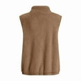 thumbnail image 4 of Women'S Turtle-Neck Sleeveless Warm Plush Vest with Zipper Autumn Winter Vest Jacket with Pockets Khaki S, 4 of 5