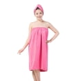 thumbnail image 1 of Conjunto de bata envolvente de spa para mujer, toalla de baño de microfibra absorbente suave y acogedora con gorro turbante para secar el cabello, 1 of 5