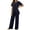 Navy, variant on Purcolt Women's 2 Piece Elegant Wrap Asymmetrical Top and Wide Leg Pants Summer Casual Outfits Matching Sets for Vacation Travel