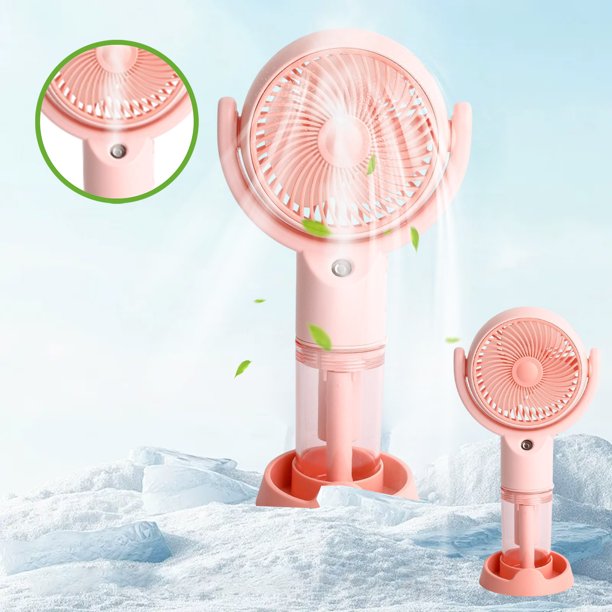 Xihbxyly Ventilador Portátil con Diseño de Fauna, Miniventilador Recargable Por Usb, Velocidad Ajustable, Función de Nebulización, Tamaño Compacto, Ideal para Oficina o Dormitorio, Multifunción, Verd