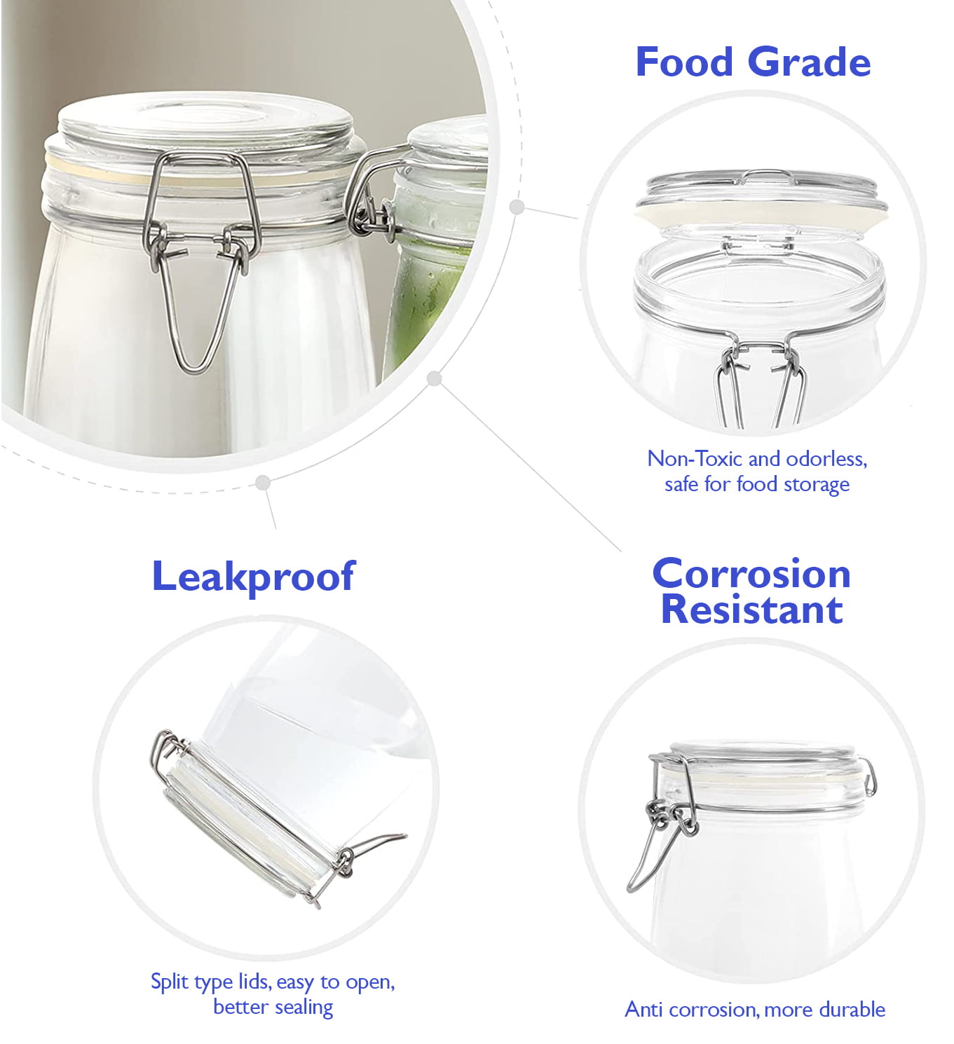 A2t55 Glass Jars With Regular Lids, Mason Jar With Airtight Lids