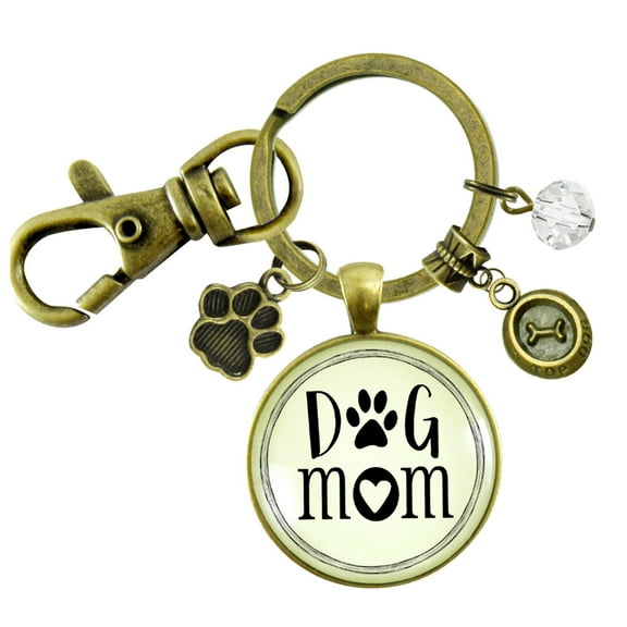 Dog Mom Keychain For Women Friendship Dog Jewelry BFF Paw Print Dog Bowl Charms