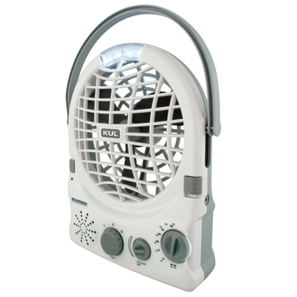 KUL Portable 2 Speed Fan with AM/FM Radio and Light