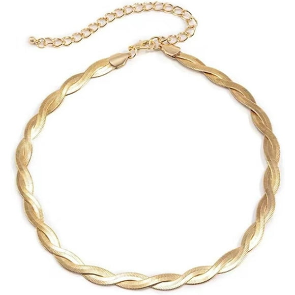 shiyou-Herringbone Necklace Snake Chain Necklace for Women Trendy Twist Snake Choker Necklace Hip Hop Herringbone Snake Chain Necklace Jewelry for Party