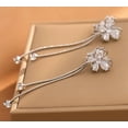 thumbnail image 4 of Clip on 2 3/4" silver chain and clear stone dangle butterfly earrings, 4 of 4