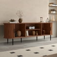 thumbnail image 3 of CBJCBJ 70" Modern  Tambour Door TV Stand  up to 80" TVs, Entertainment Center with Storage, Fluted Television Consoles for Living Room（Brown）, 3 of 10