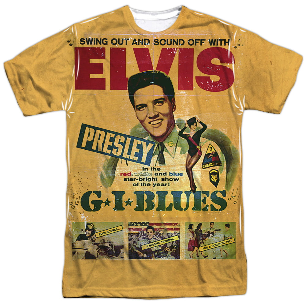 Elvis Gi Blues Adult Black Back 100% Poly T-shirt