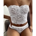 thumbnail image 2 of Conjunto de lencería sexy sin tirantes con encaje cruzado en el pecho para mujer - Ropa interior push up, poliéster, color liso, tallas S-XXL, ropa informal para todas las estaciones, 2 of 4