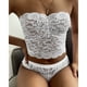 thumbnail image 2 of Conjunto de lencería sexy sin tirantes con encaje cruzado en el pecho para mujer - Ropa interior push up, poliéster, color liso, tallas S-XXL, ropa informal para todas las estaciones, 2 of 7