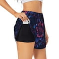 thumbnail image 2 of Bixox Women's Bohemian Vintage Pattern pattern 2 in 1 Running Shorts - Lightweight Athletic Workout Gym Yoga Shorts Liner with Pockets - Small, 2 of 5
