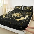 thumbnail image 3 of Manfei Western Tribal Sun Queen Sheet Sets, Mystic Hippie Moon Print Flat Sheet, Boho Stars Galaxy Queen Fitted Sheet, Lightweight Room Decor, 4-Piece, 3 of 7