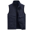 thumbnail image 2 of HOOMEUMY Mens Cargo Vest Deals Fashion 2024 Trendy Classic Solid Coat Stand Collar Jacket Padded Design Casual Workout Sleeveless Clothes Blue M, 2 of 3