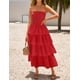 thumbnail image 5 of Vestido largo ZESICA Summer 2025 sin tirantes con hombros descubiertos rojo, 5 of 9