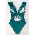 thumbnail image 5 of Traje de baño de una pieza Monokini con cuello en V de mujer azul con cordones y volantes Rojo Verde Cocina, Decoración y Otros, 5 of 5
