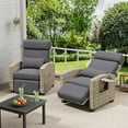 thumbnail image 3 of Garvee Outdoor Recliner Chair, Rattan Patio Recliner with Air Pump, Adjustable Backrest & Footrest, 150° Lay Flat, Wicker Lounge Recliner Patio Chair with Flip-Up Table and Removable Cushion, Grey, 3 of 10