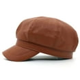 thumbnail image 4 of SikaFu Solid Color Retro Naval Hat Net Red Trend Hat Pu Beret Hat Lady Casual Versatile Octagon, 4 of 9