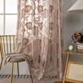 thumbnail image 2 of VOGOL Mocha Brown Sheer Curtains, Vintage Floral Jacquard Voile Sheer 52x63 Inches for Bedroom, 2 of 7