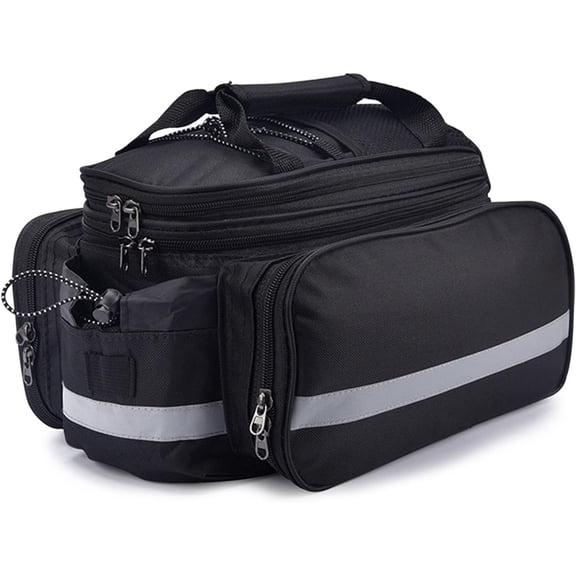Meilimei Bike Rack Bag, 27L Expandable Bicycle Trunk Bag with Rain Cover, Waterproof Rear Pannier for Grocery Shopping, Commuting, Cycling Trips, with Shoulder Strap (Black)