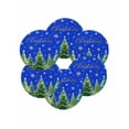thumbnail image 7 of 15 Inch Round Placemats Set of 6, Christmas Tree Non Slip Heat Insulation PP Table Mats, Winter Snowflakes Xmas Pine Tree Blue Washable Place Mats for Kitchen Dining Party Table Decor, 7 of 7