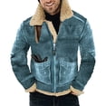 thumbnail image 4 of ManxiVoo Winter Coats for Men Leather and Integrated Lamb Men's Jacket with Thickened Suede Jacket for Warmth Jackets for Men Blue XXXXL, 4 of 5